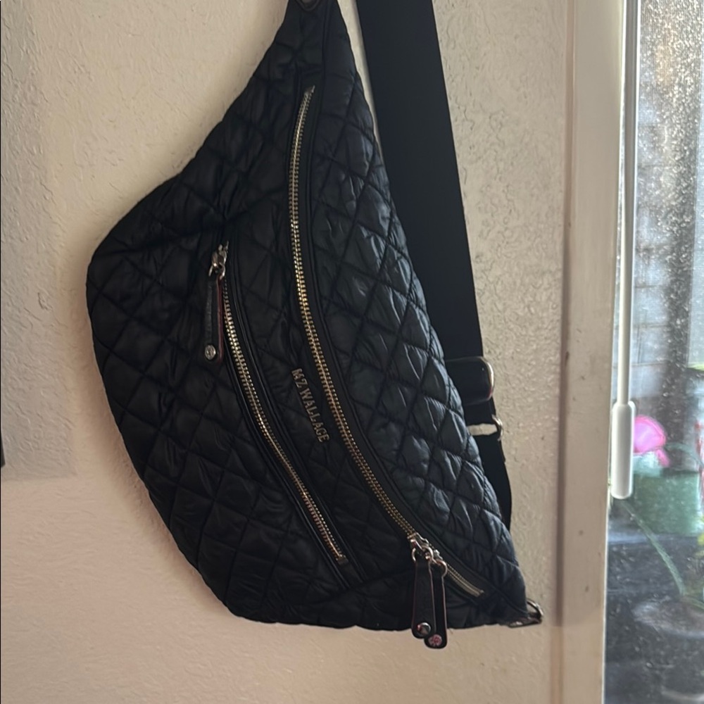 MZ Wallace Black Quilted Crossbody Bag with Adjustable Strap